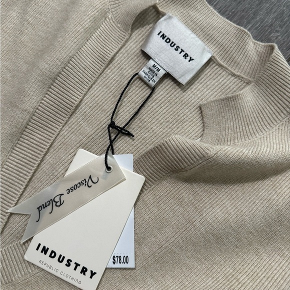 NWT industry tan maxi sweater vest tunic M - Picture 3 of 4